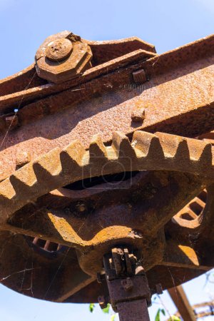 Photo for Old rusty gears details of the mechanism of an old abandoned mill close up - Royalty Free Image