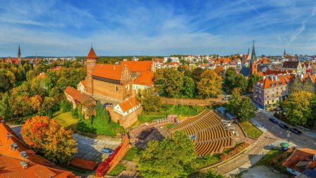 Aerial view of Olsztyn, a city in Warmia in north-eastern Poland.