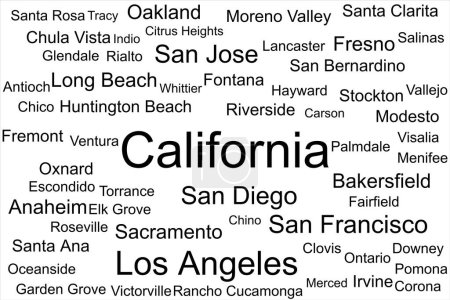 Photo for Tag cloud of the biggest cities in California. - Royalty Free Image
