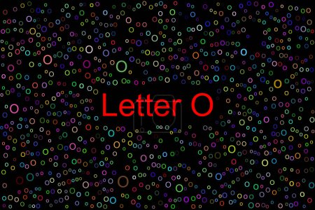 Téléchargez les photos : Lettre O avec minuscules lettres colorées O partout. Le titre de ce dernier O est de couleur rouge et le fond est noir. - en image libre de droit