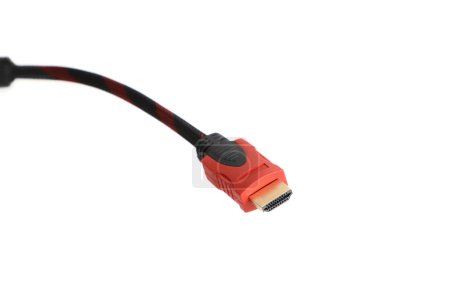 Photo for HDMI to HDMI Cable Gold Plated Redmesh, HDMI cable isolated white background, - Royalty Free Image