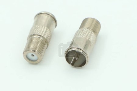 Photo for TV Connector F Coaxial Male Connector For Cable TV Antenna Connector, TV connector black color, isolated white background - Royalty Free Image