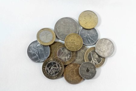 Photo for Bulk of money coins euro, turkish lira, cent - Royalty Free Image
