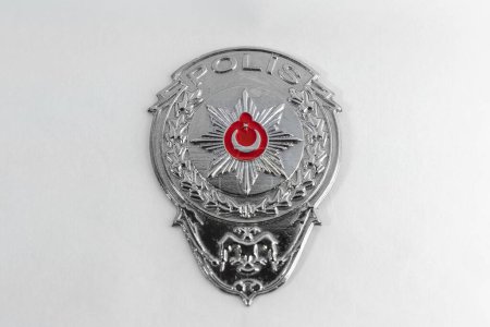 Photo for Turkish police badge, isolated white background - Royalty Free Image