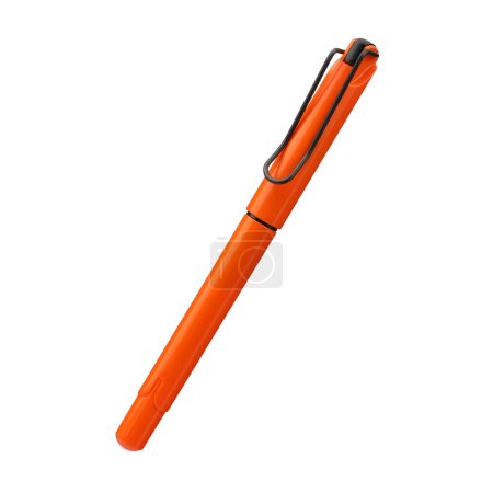 Téléchargez les photos : Stylo bille isolé sur fond blanc, élégant stylo en orange. Avec un chemin de coupure. fond isolé. - en image libre de droit