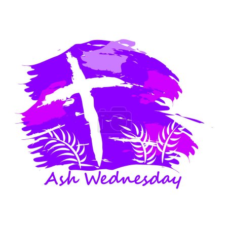 Ilustración de Ash Wednesday Cross Vector Art. Ash Wednesday With Cross, Blessing, Worship, Holy background design. - Imagen libre de derechos
