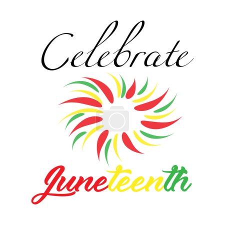 Ilustración de Juneteenth - Celebre el diseño colorido de tipografía vectorial Freedom para imprimir o usar como póster, tarjeta, volante o pancarta - Imagen libre de derechos