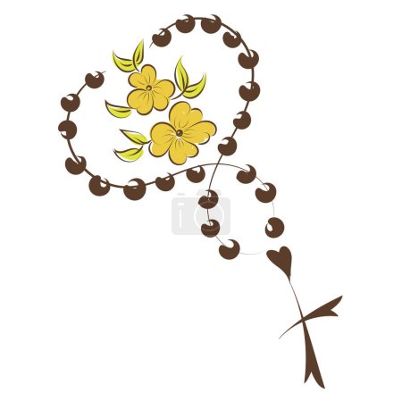 Téléchargez les illustrations : Christian Rosary beads. Prayer Catholic chaplet with the Holy Cross. Use as poster, card, flyer, T Shirt design or Tattoo - en licence libre de droit
