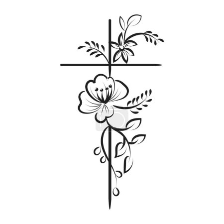 Téléchargez les illustrations : Sainte Croix avec motif floral pour imprimer - en licence libre de droit