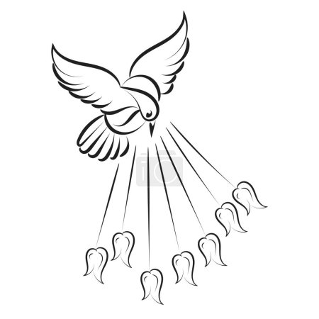 Illustration for Pentecost Sunday dove logo vector illustration for print or use as poster, card, flyer, tattoo or T Shirt - Royalty Free Image