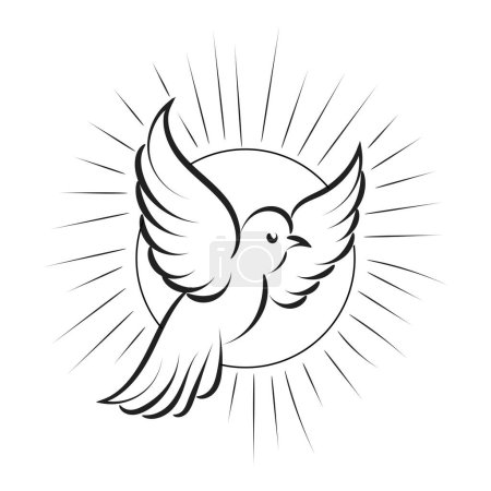 Ilustración del vector del logotipo de la paloma del domingo de Pentecostés para imprimir o usar como póster, tarjeta, folleto, tatuaje o camiseta