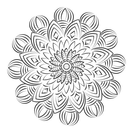 Téléchargez les illustrations : Modèle de Mandala abstrait vectoriel. Mandala Retro dessiné à la main pour impression ou utilisation comme affiche, carte, flyer, autocollant ou tatouage - en licence libre de droit