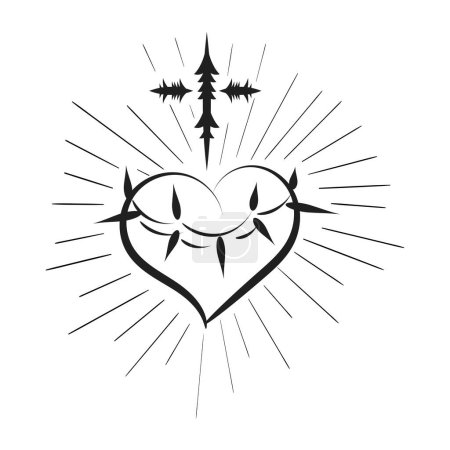 Ilustración de Profundamente significativo tatuaje cristiano. Uso del símbolo cristiano como cartel, tarjeta, volante, tatuaje o camiseta - Imagen libre de derechos