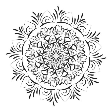 Ilustración de Vector Abstract Mandala Pattern. Mandala Retro dibujado a mano para imprimir o usar como póster, tarjeta, folleto, pegatina o tatuaje - Imagen libre de derechos