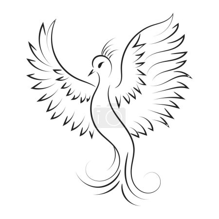 Téléchargez les illustrations : Belle et élégante idée Phoenix Tattoo inspirant. Conception de tatouage tribal Phoenix noir et blanc. - en licence libre de droit