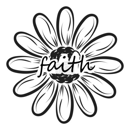 Ilustración de Arte floral cristiano para imprimir o usar como póster, tarjeta, tatuaje o camiseta - Imagen libre de derechos