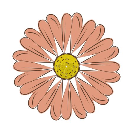 Ilustración de Línea floral Dibujo para pegatina o uso como póster, tarjeta, volante o camiseta - Imagen libre de derechos