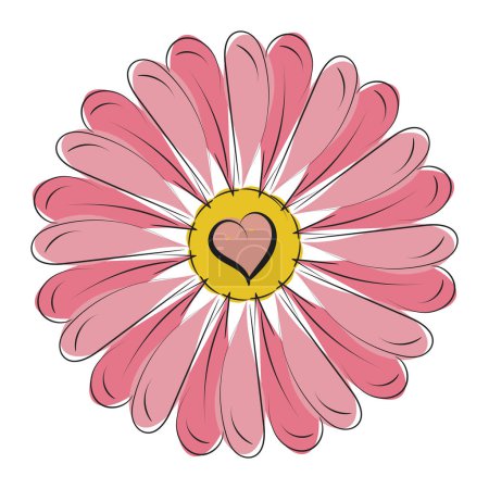 Illustration for Floral line Drawing for sticker or use as poster, card, flyer or T Shirt - Royalty Free Image