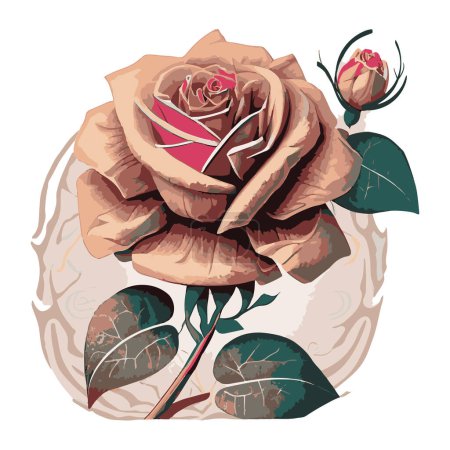 Téléchargez les illustrations : Dessin Fleur Rose pour autocollant ou utilisation comme affiche, carte, flyer ou T-shirt - en licence libre de droit