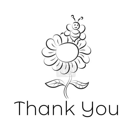 Illustration for Beautiful Thank You Card for print design or use as Wedding Invitation card, poster, flyer or T Shirt - Royalty Free Image