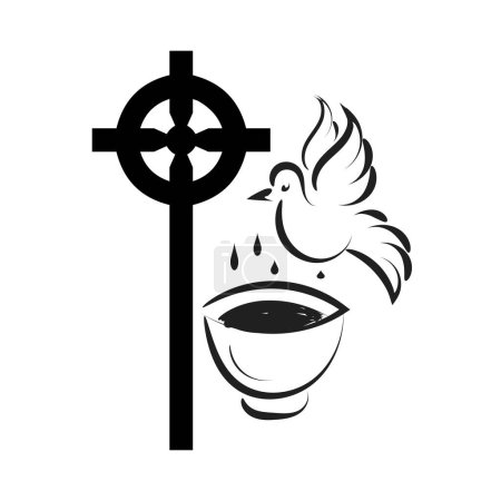 Ilustración de Bautismo católico. Símbolo de bautismo Sacramentos de la Iglesia Católica Eucaristía. - Imagen libre de derechos
