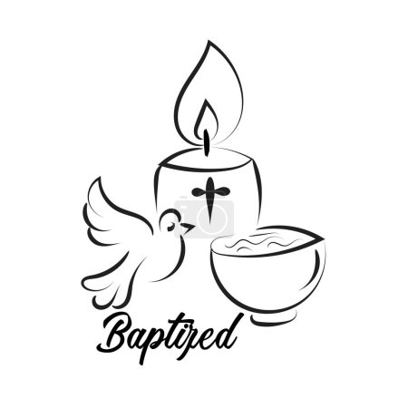 Illustration for Catholic Baptism. Baptism symbol Sacraments of Catholic Church Eucharist. - Royalty Free Image