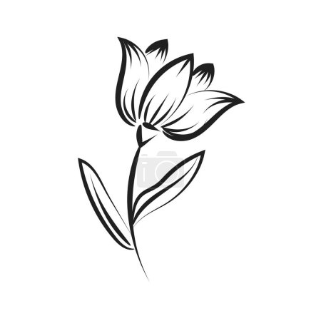 Téléchargez les illustrations : Hand Drawn spring flower design. Cute floral decoration icon vector illustration design - en licence libre de droit