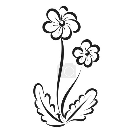 Téléchargez les illustrations : Hand Drawn spring flower design. Cute floral decoration icon vector illustration design - en licence libre de droit