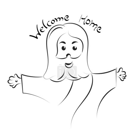 Illustration for Cute Jesus Christ Line Art for print or use as poster, card, flyer or t shirt - Royalty Free Image