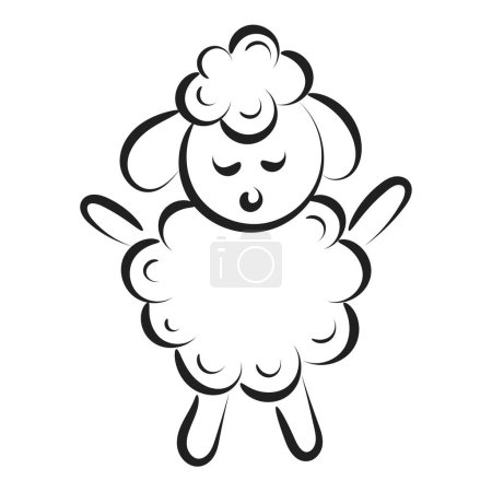 Illustration for Beautiful cute sheep Line Art. Christian Symbol design for print or use as poster, card, flyer, sticker, tattoo or T Shirt - Royalty Free Image