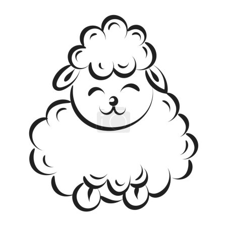 Téléchargez les illustrations : Belle ligne de moutons mignon Art. Christian Symbol design pour imprimer ou utiliser comme affiche, carte, flyer, autocollant, tatouage ou T-shirt - en licence libre de droit