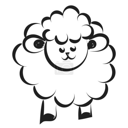 Ilustración de Hermosa oveja linda línea de arte. Diseño de símbolo cristiano para imprimir o usar como póster, tarjeta, volante, pegatina, tatuaje o camiseta - Imagen libre de derechos