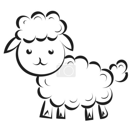 Ilustración de Hermosa oveja linda línea de arte. Diseño de símbolo cristiano para imprimir o usar como póster, tarjeta, volante, pegatina, tatuaje o camiseta - Imagen libre de derechos