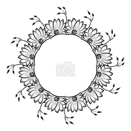 Illustration for Hand Drawn sunflower border design. Floral border for print or use as poster, card, flyer or Banner - Royalty Free Image