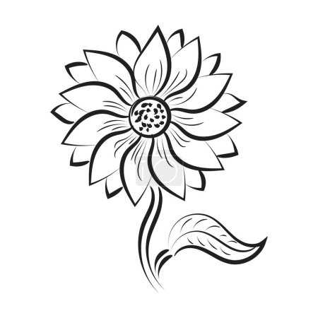 Illustration for Flower Line Art for print or use as poster, card, flyer or T Shirt - Royalty Free Image
