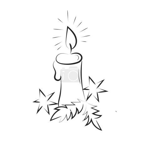 Illustration for Christmas Candle Holy Light. Advent Wreath for print or use as poster, card, flyer or T Shirt - Royalty Free Image
