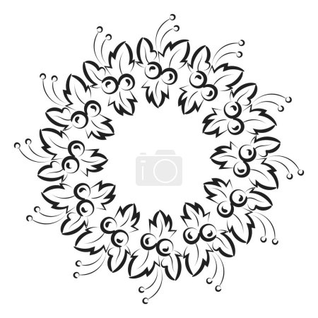 Illustration for Hand Drawn Christmas Wreath design for print or use as poster, flyer or Invitation card - Royalty Free Image