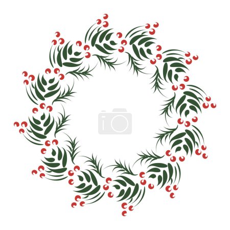 Illustration for Hand Drawn Christmas Wreath design for print or use as poster, flyer or Invitation card - Royalty Free Image
