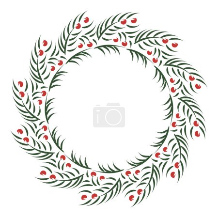 Ilustración de Diseño de corona de Navidad dibujado a mano para imprimir o usar como póster, folleto o tarjeta de invitación - Imagen libre de derechos