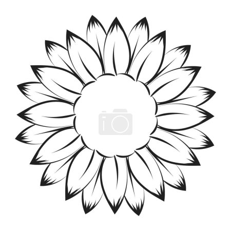 Illustration for Flower Line Art for print or use as tattoo design - Royalty Free Image