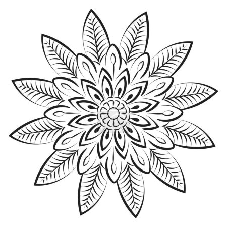 Ilustración de Arte de línea de flores para imprimir o usar como diseño de tatuaje - Imagen libre de derechos