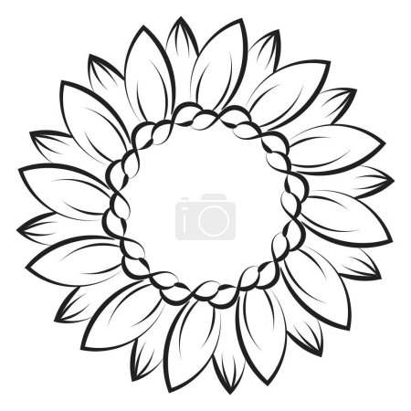Ilustración de Arte de línea de flores para imprimir o usar como diseño de tatuaje - Imagen libre de derechos