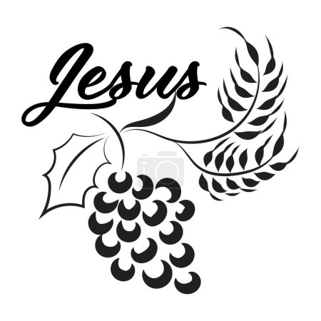 Illustration for Christian line art design for print or use as banner, poster, photo overlay, apparel design - Royalty Free Image