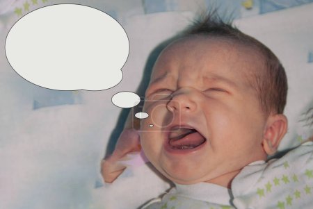 Foto de Bebé recién nacido llorando detalle de la caracon idea de burbuja. - Imagen libre de derechos