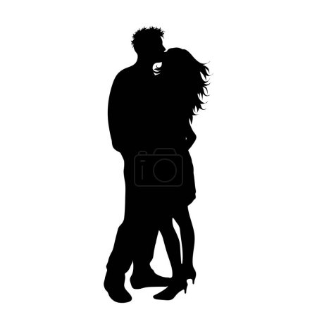 Illustration for Vector silhouette of couple on white background. Symbol of pair, husband, wife., love, date, man, woman. - Royalty Free Image