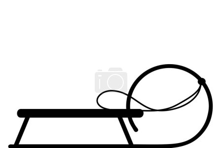 Illustration for Vector silhouete of sledge on white background. Symbol of winter, sport, snow, sledging, funny. - Royalty Free Image
