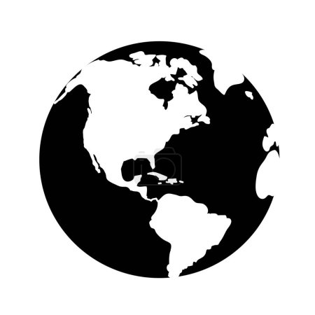 Téléchargez les illustrations : Silhouette vectorielle du monde noir et blanc sur fond blanc. Symbole de la planète. - en licence libre de droit