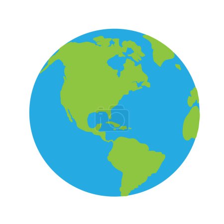 Vector illustration of world on white background. Symbol of green planet.