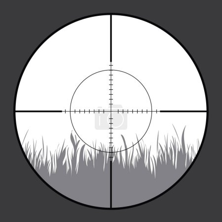 Illustration for Vector silhouette of rifle sight while hunting. The hunter waiting on his victim. - Royalty Free Image