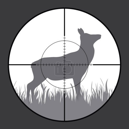 Téléchargez les illustrations : Silhouette vectorielle de derrière en vue fusil lors de la chasse. Le chasseur surveille sa victime. - en licence libre de droit